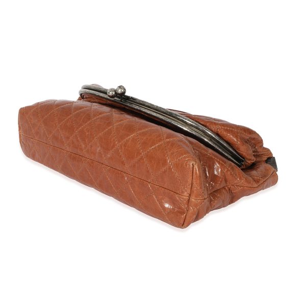 Chanel Brown Calfskin Tabatiere Kisslock Foldover Bag - Picture 5 of 6